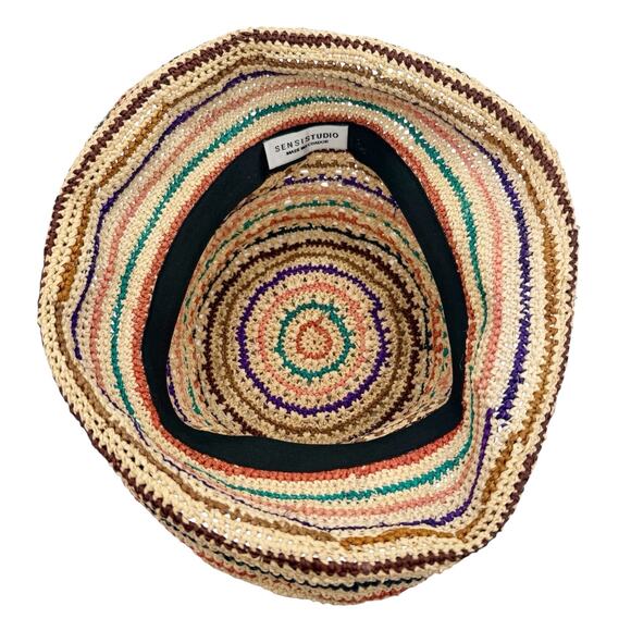 Sensi Studio Mediterranean Pop Trinado Straw Packable Bucket Sun Hat Medium - Picture 3 of 6